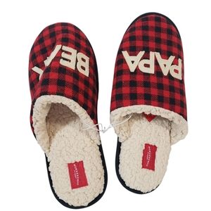 WONDERSHOP TARGET Men's Red Black Buffalo Plaid Papa Slippers Size L 11/12 NWT